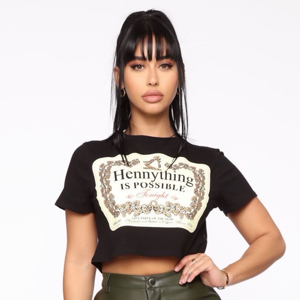 Black Graphic Crop Top